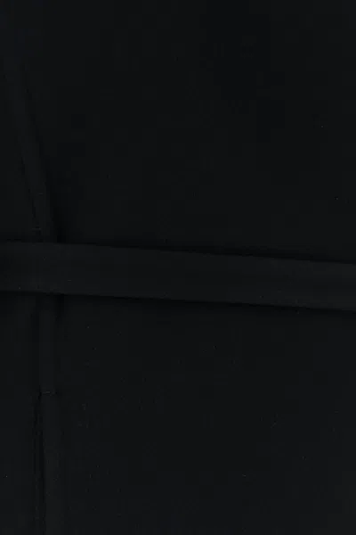 Jil Sander Wool Coat Belted Waist Long Wide Sleeves In Black