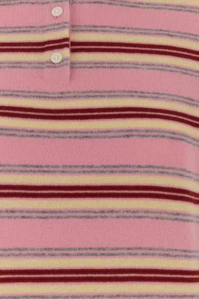 Guest In Residence Pink Striped Cashmere Knit Collegiate Stripe Polo Shirt In Multi