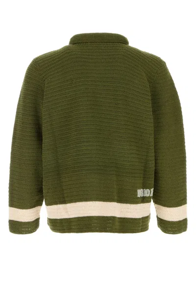Bode Green Crochet Marsh Shirt In Multi
