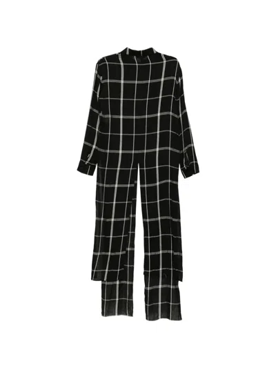 Limi Feu Check-pattern Front-slit Shirt In Black