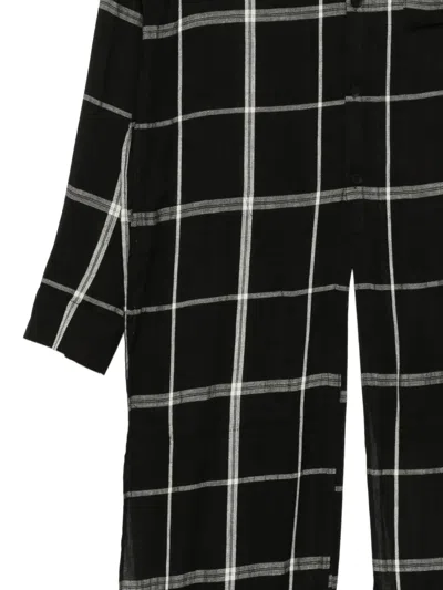 Limi Feu Check-pattern Front-slit Shirt In Black