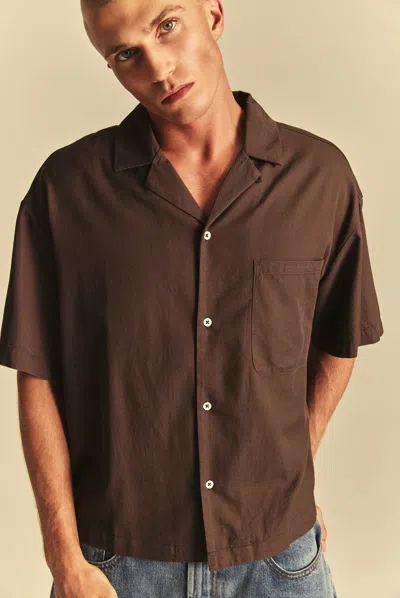 Elwood Boxy Camp Shirt In Brown