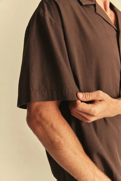 Elwood Boxy Camp Shirt In Brown