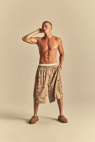 Elwood Baggy Mesh Shorts In Brown