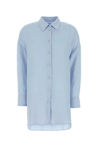 Agnona Light Blue Relaxed Solid Shirt In Blue