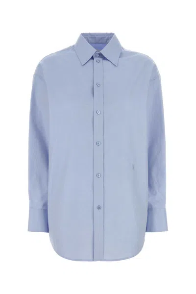 Saint Laurent Oxford Shirt Long Sleeves Button Cuffs Hem In Blue