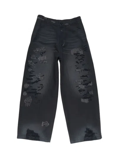 Acne Studios Mended Distressed Trousers In Black