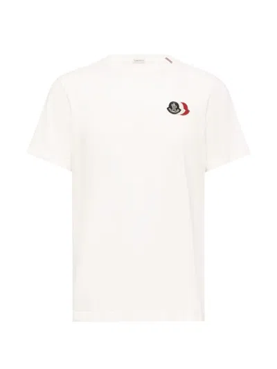 Moncler Short Sleeve Jersey T Shirt Tricolor Collar In Multi