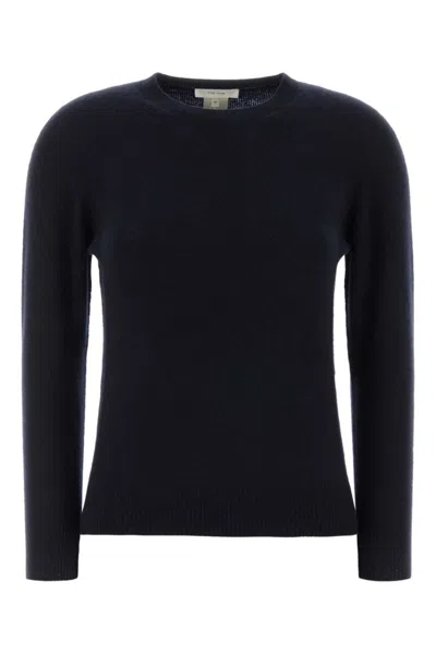 The Row Navy Blue Solid Crew Neck Sweater In Navy Blue