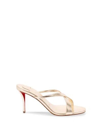 Christian Louboutin 80mm Mulazee Metallic Leather Sandals In Neutral