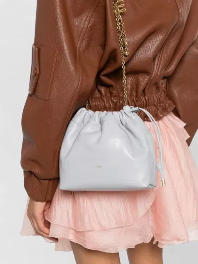 Chloé Icon Shoulder Bag Chain Strap In Gray