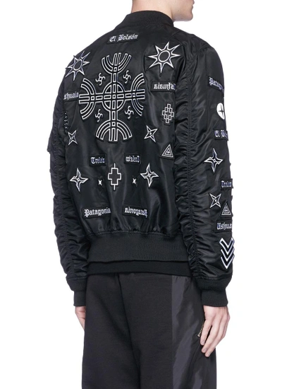Shop Marcelo Burlon County Of Milan X Alpha Industries 'roldan' Embroidered Patch Ma-1 Bomber Jacket
