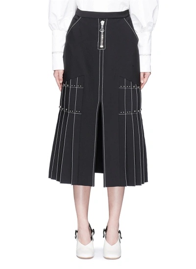 Shop Ellery 'besson' Stud Pleated Midi Skirt
