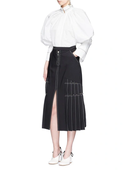 Shop Ellery 'besson' Stud Pleated Midi Skirt