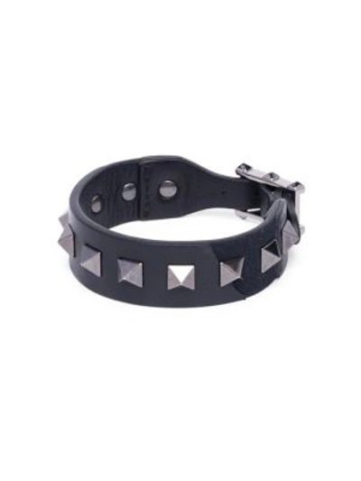 Valentino Garavani Men's Rockstud Camo Leather Bracelet In Black