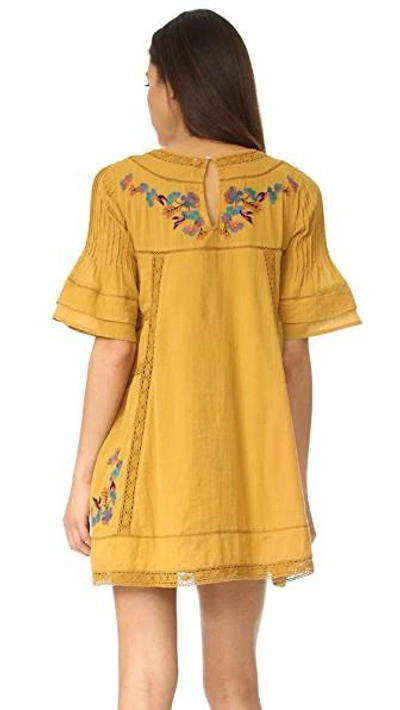 Shop Free People Perfectly Victorian Embroidered Mini Dress In Amber Glow
