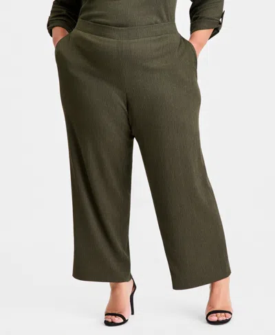 Anne Klein Essentials Plus Size Pull-on Pants In Green