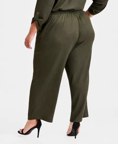 Anne Klein Essentials Plus Size Pull-on Pants In Green