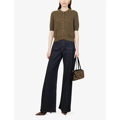 Khaite Womens Artichoke Nora Short-sleeve Knitted Cashmere Cardigan In Brown