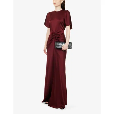 Victoria Beckham Womens Cinnabar Red Isabella Satin Gown In Burgundy