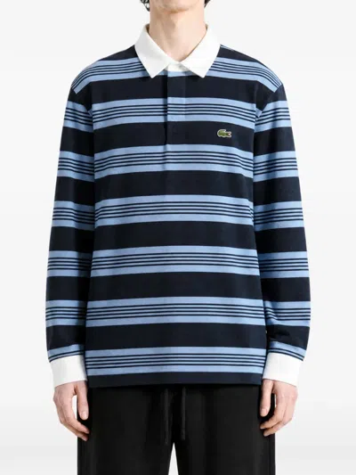 Lacoste Striped Long-sleeve Polo Shirt In Multi