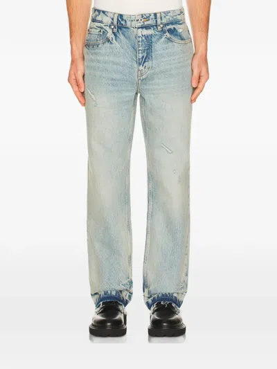 Represent Stud-embellished Distressed Jeans In Blue