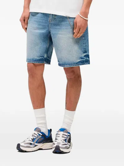 Represent Light Blue Washedeffect Denim Bermuda Shorts In Blue
