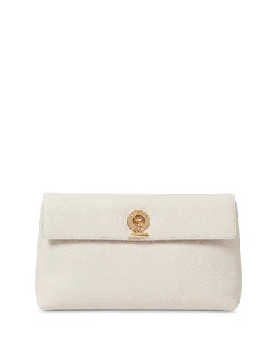 Veronica Beard Anchor Medium Pebbled Leather Clutch In White