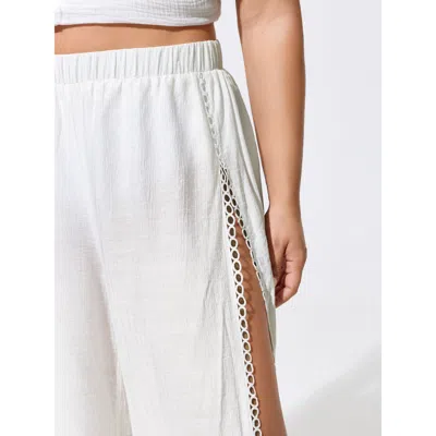 Bloomchic Side Split Wide-leg Pants In White