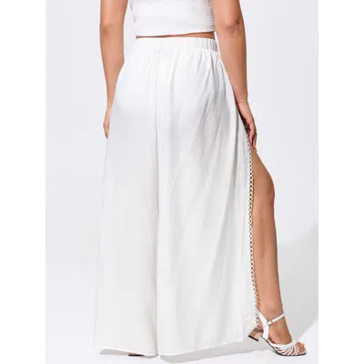 Bloomchic Side Split Wide-leg Pants In White