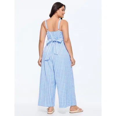 Bloomchic Checkered Print Back Bow-tie Jumpsuit In Multi