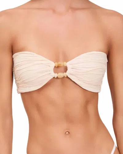 Devon Windsor Anto Beaded Ruched Bikini Top In Pink