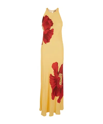 Farm Rio Poppy Flowers Maxi Dress Poppy Flowers Light Yellow In Neutral