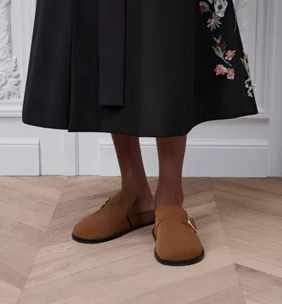 Dior Medallion Mules In Brown
