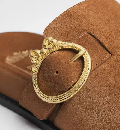 Dior Medallion Mules In Brown