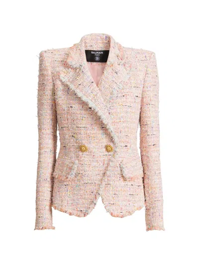 Balmain Tweed Jacket With 2 Buttons In Multi