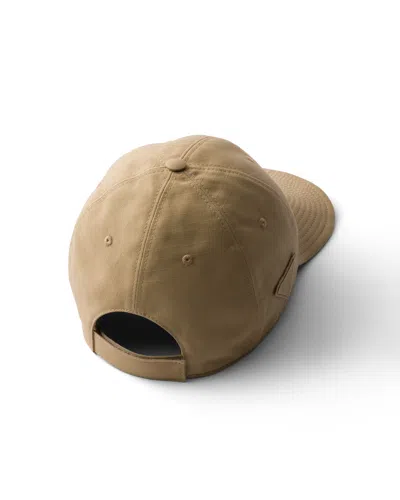 Prada Technical Fabric Baseball Cap In Brown