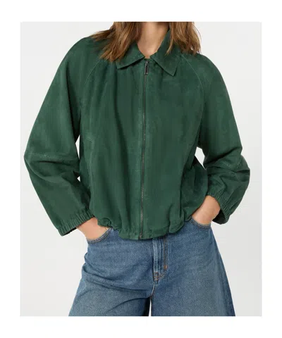 Weekend Max Mara Collared Coat Elastic Cuffs Side Pockets In Green
