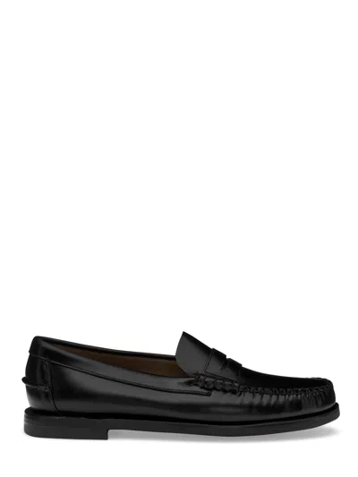 Sebago Classic Dan Almond-toe Full-grain Brushed Leather Loafers In Black