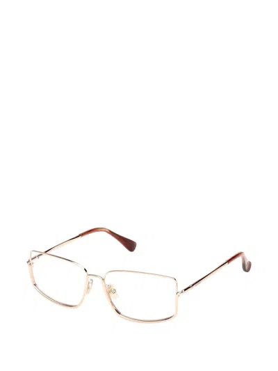 Max Mara Eyewear Rectangle-frame Glasses In Gold