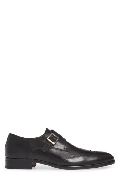 Mezlan Forest Single Monk Strap Wingtip Shoe In Black