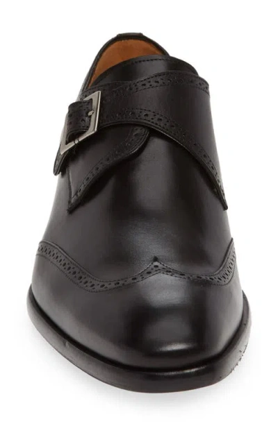 Mezlan Forest Single Monk Strap Wingtip Shoe In Black