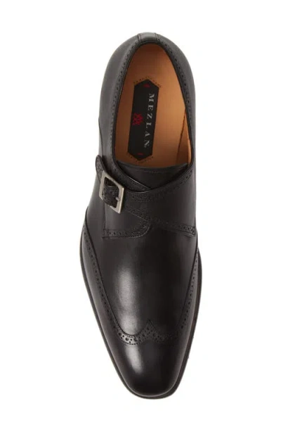 Mezlan Forest Single Monk Strap Wingtip Shoe In Black
