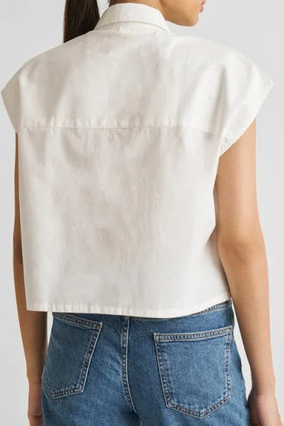 Reistor Embroidered Panel Crop Top In White In White