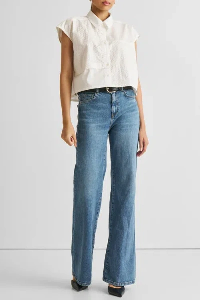 Reistor Embroidered Panel Crop Top In White In White