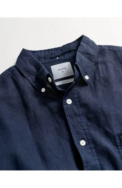 Billy Reid Tuscumbia Standard Fit Short Sleeve Linen Button-down Shirt In Blue