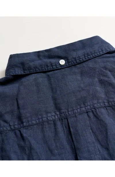 Billy Reid Tuscumbia Standard Fit Short Sleeve Linen Button-down Shirt In Blue