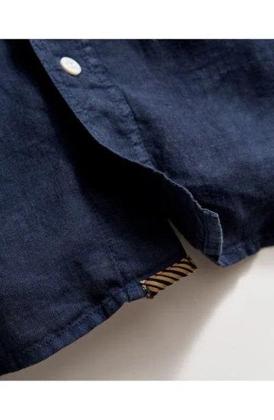Billy Reid Tuscumbia Standard Fit Short Sleeve Linen Button-down Shirt In Blue