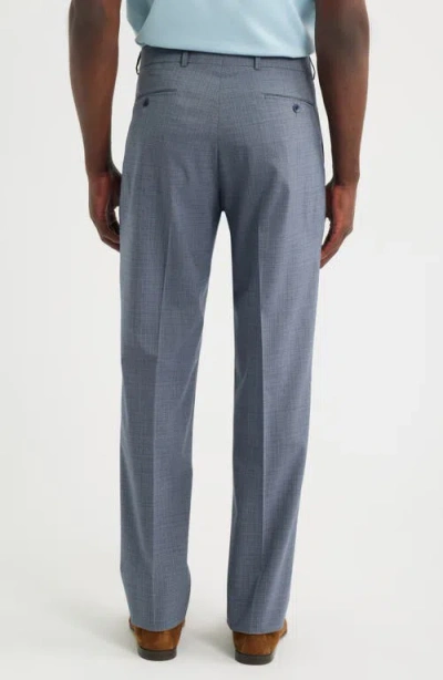 Berle Luxury Performance Flat Front Multiscreen Check Dress Pants In Blue