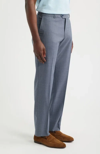 Berle Luxury Performance Flat Front Multiscreen Check Dress Pants In Blue